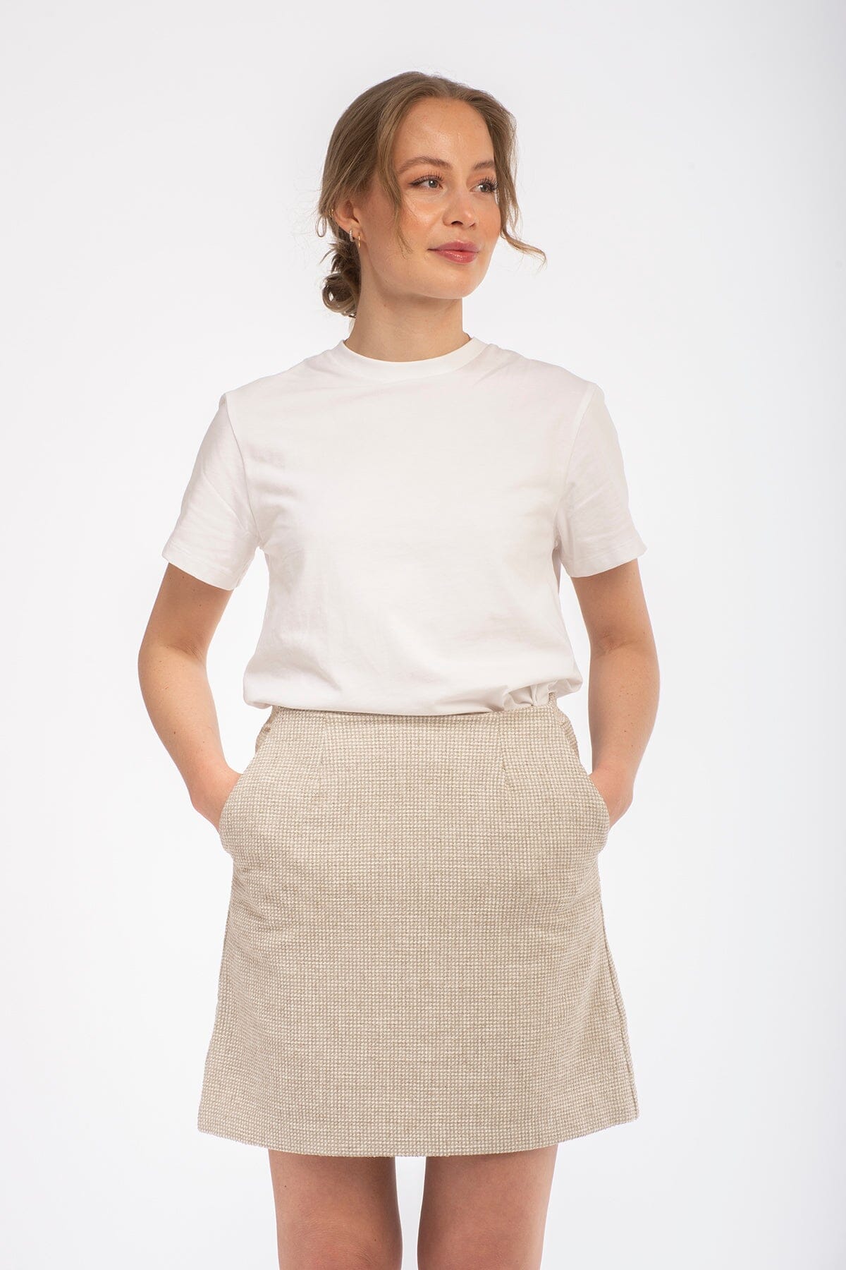 ArnieSays: Eira Gingham Tweed Pearl/Offwhite Combo Skjørt