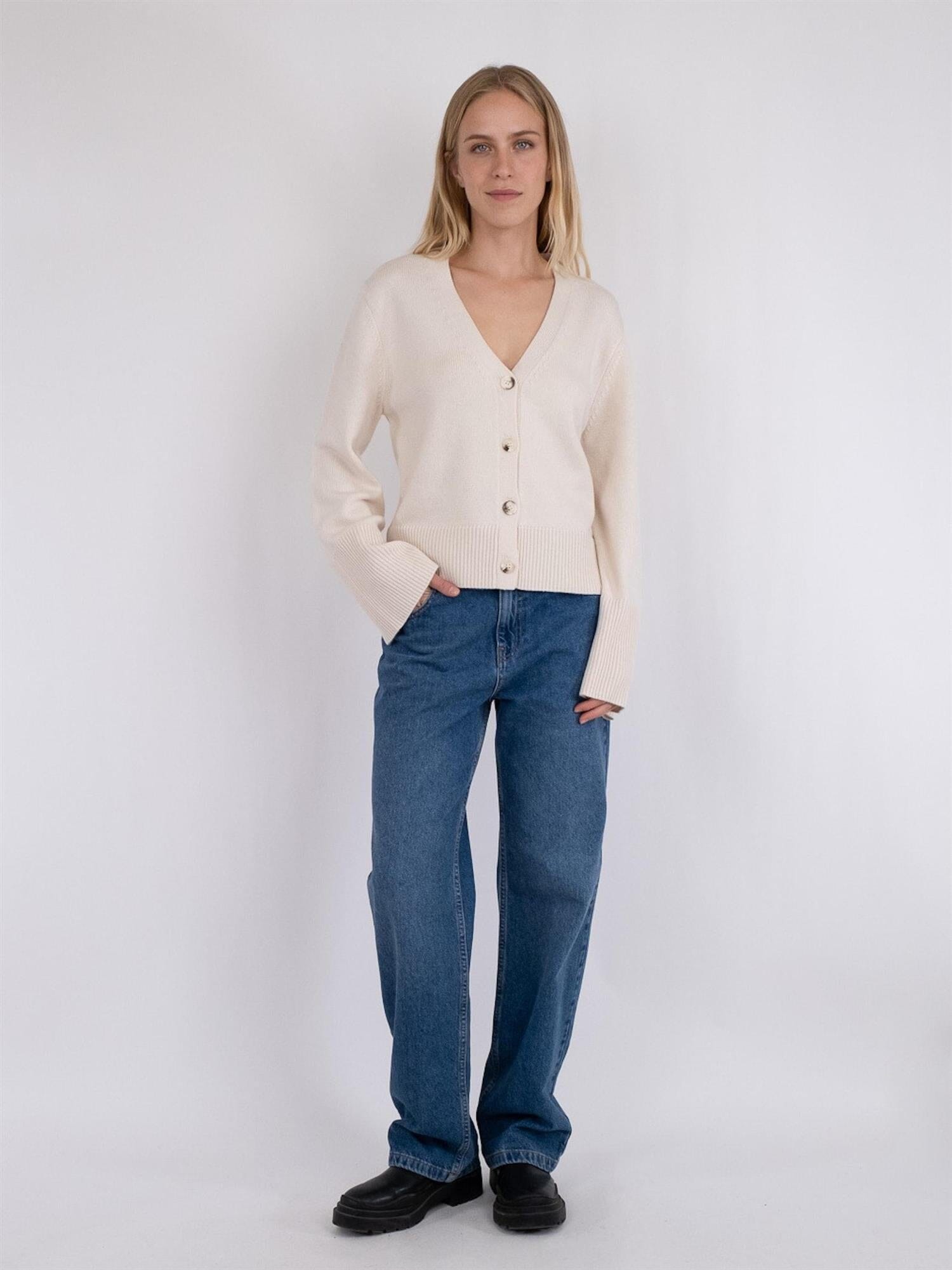 Neo Noir Lotta Knit Cardigan Ivory Genser