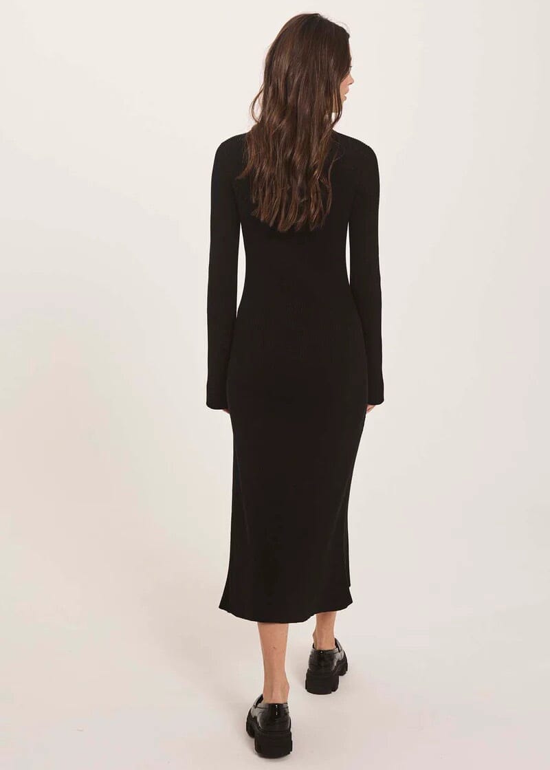 Norr Sherry Flared Knit Dress Black Kjole