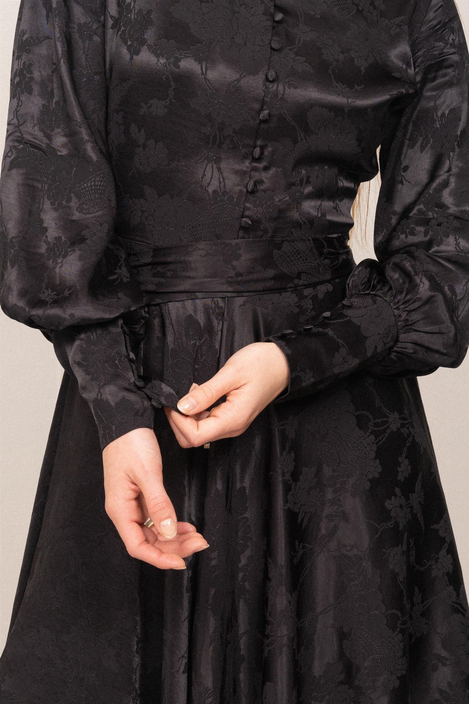 OSMINE af nor Saga Jacquard Dress Black Kjole