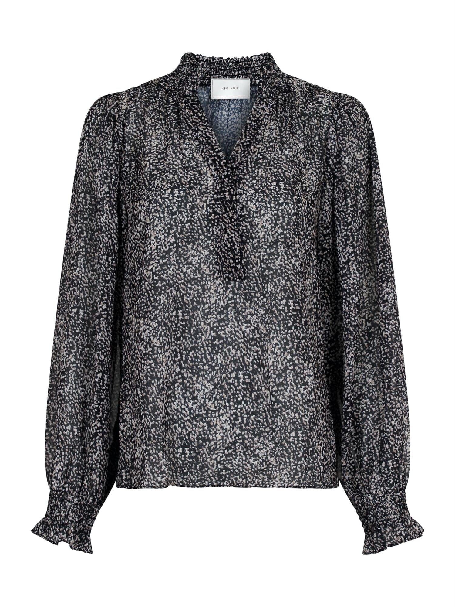 Neo Noir Leia Texture Dot Blouse Dark Sand Bluse