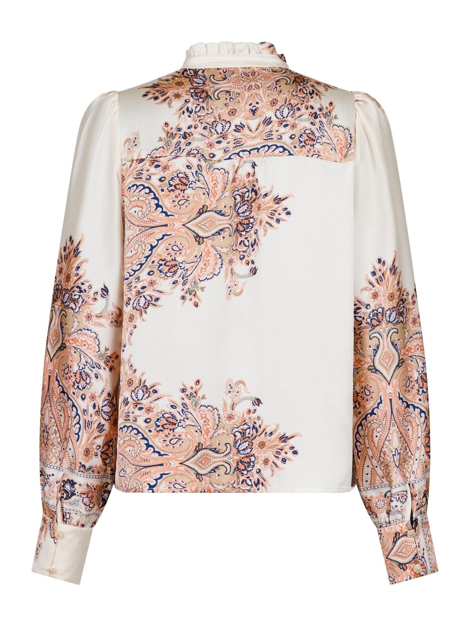 Neo Noir Massima Paisley Border Blouse Creme Bluse