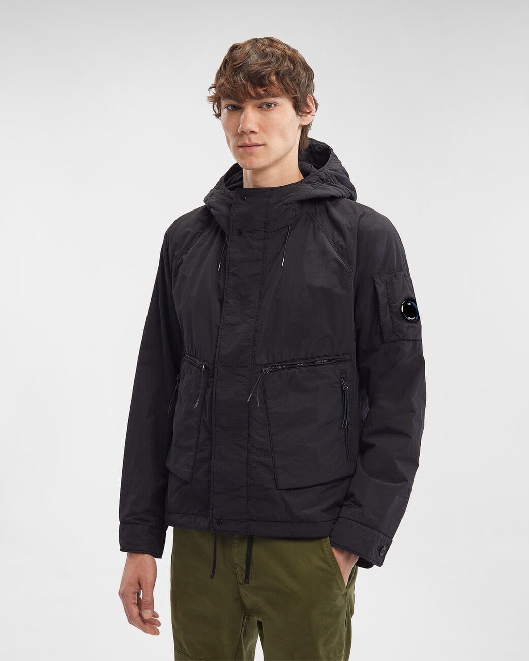 CP Company Flatt Nylon Hooded Jacket Black Ytterplagg