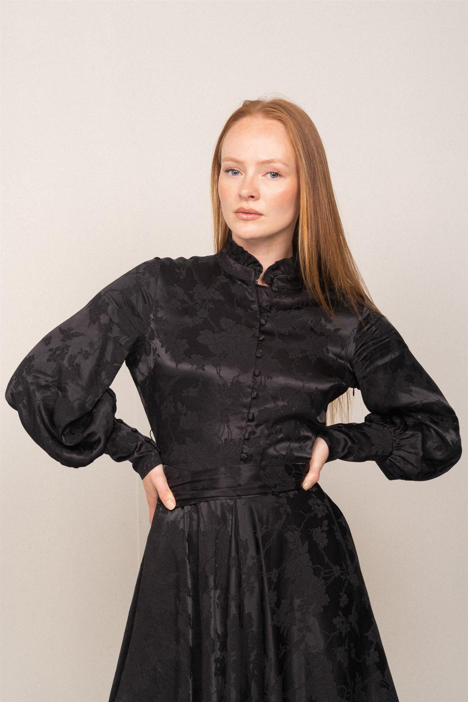 OSMINE af nor Saga Jacquard Dress Black Kjole