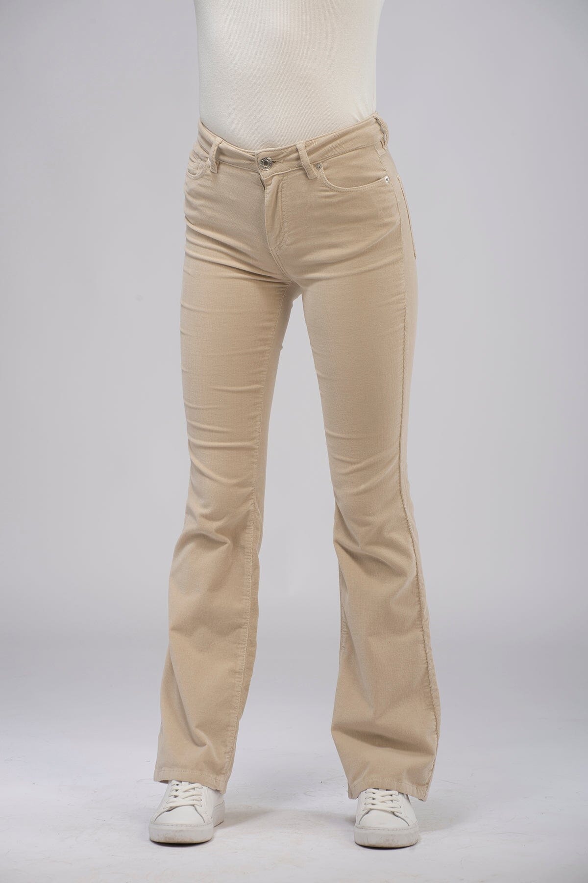 Paragon High Rise Flared Cord Beige Bukse