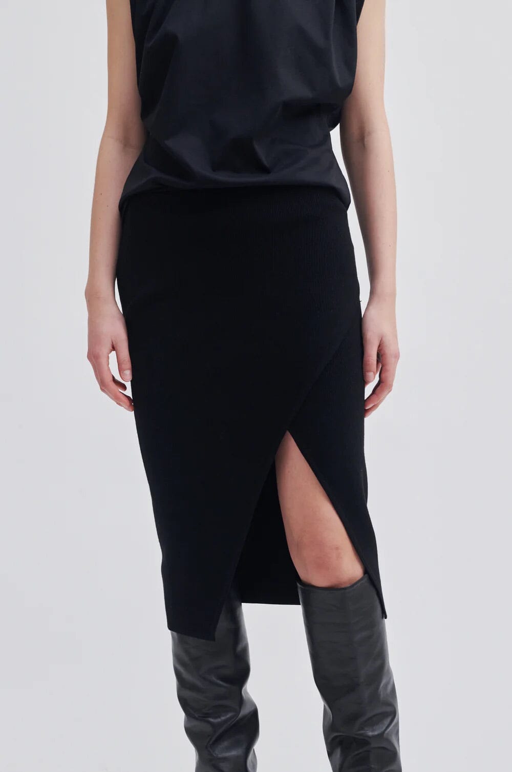 Second Female Como Knit Skirt Black Skjørt