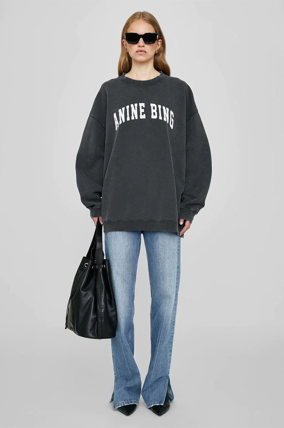 Anine Bing Tyler Sweatshirt Washed Black Genser