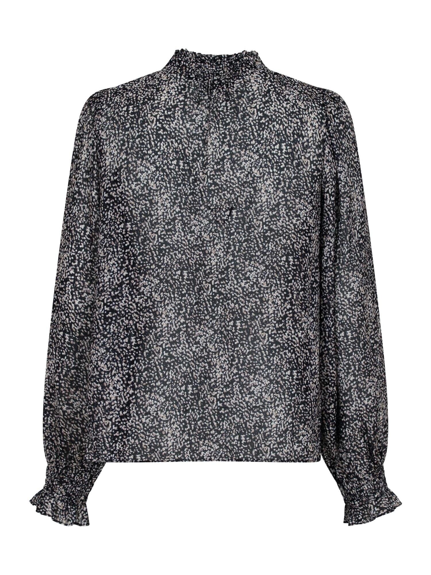 Neo Noir Leia Texture Dot Blouse Dark Sand Bluse