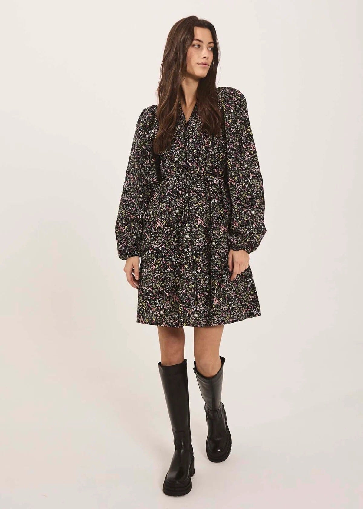 Norr Opal Dress Black Flower Print Kjole