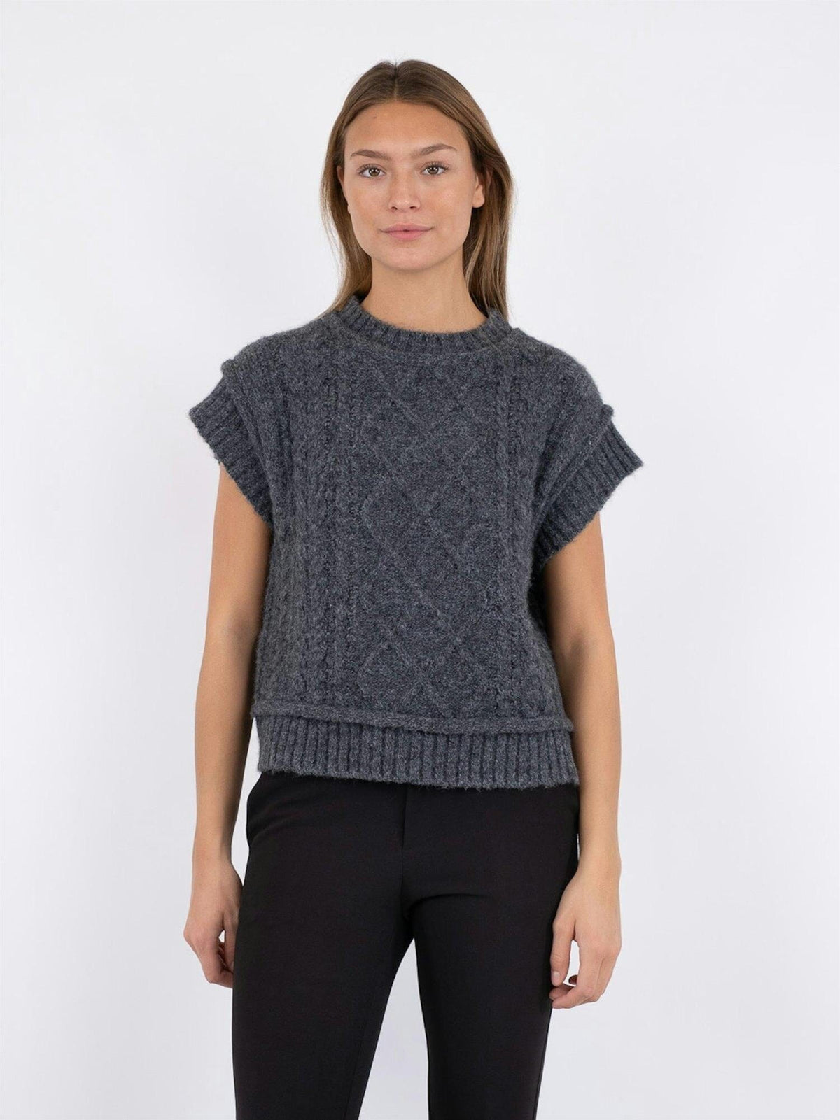 Neo Noir Malley Knit Waistcoat Antracit Genser
