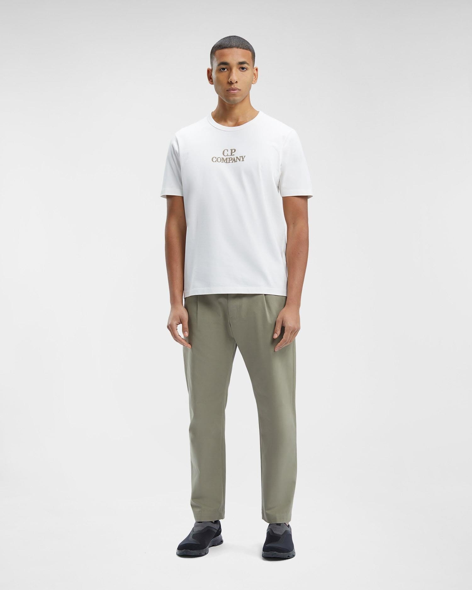 CP Company Mercerized Jersey 30/2 Twisted Logo T-shirt Gauze White T-shirt