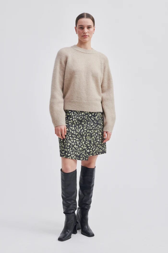 Second Female Brookline Knit New O-Neck Oxford Tan Genser