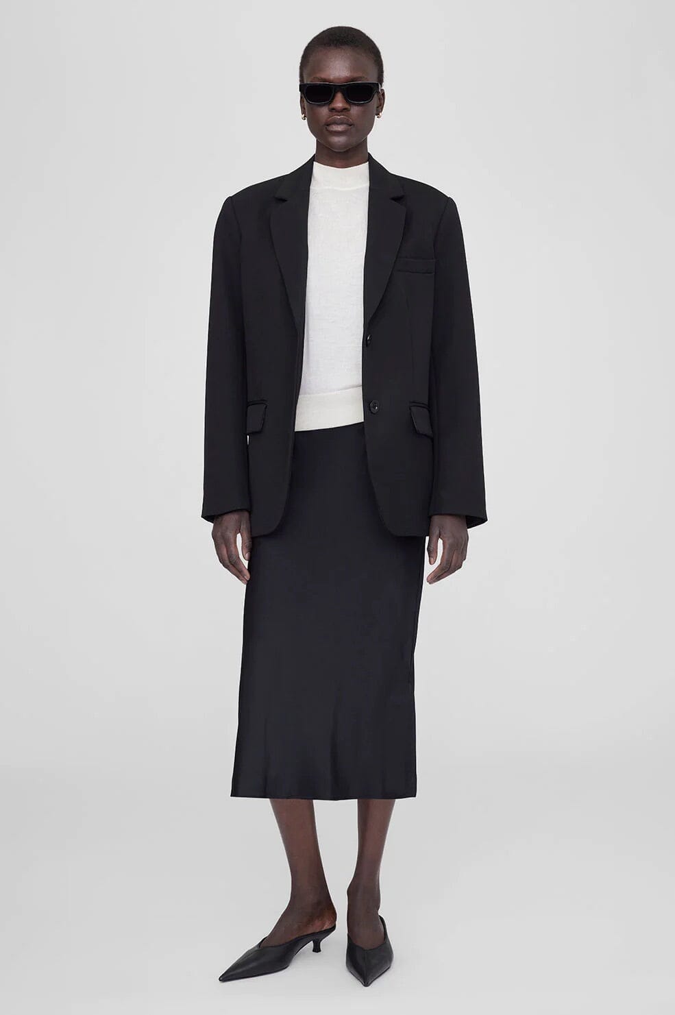 Anine Bing Bar Silk Skirt Black Skjørt