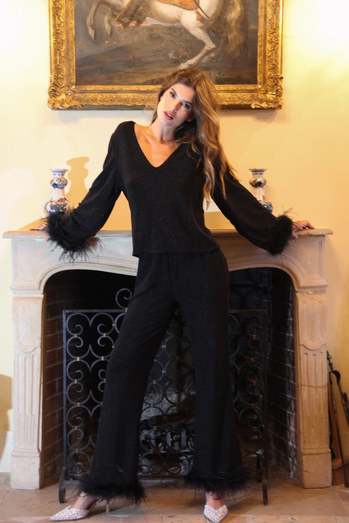 Love Lolita Peach Blouse Black Glitter Bluse