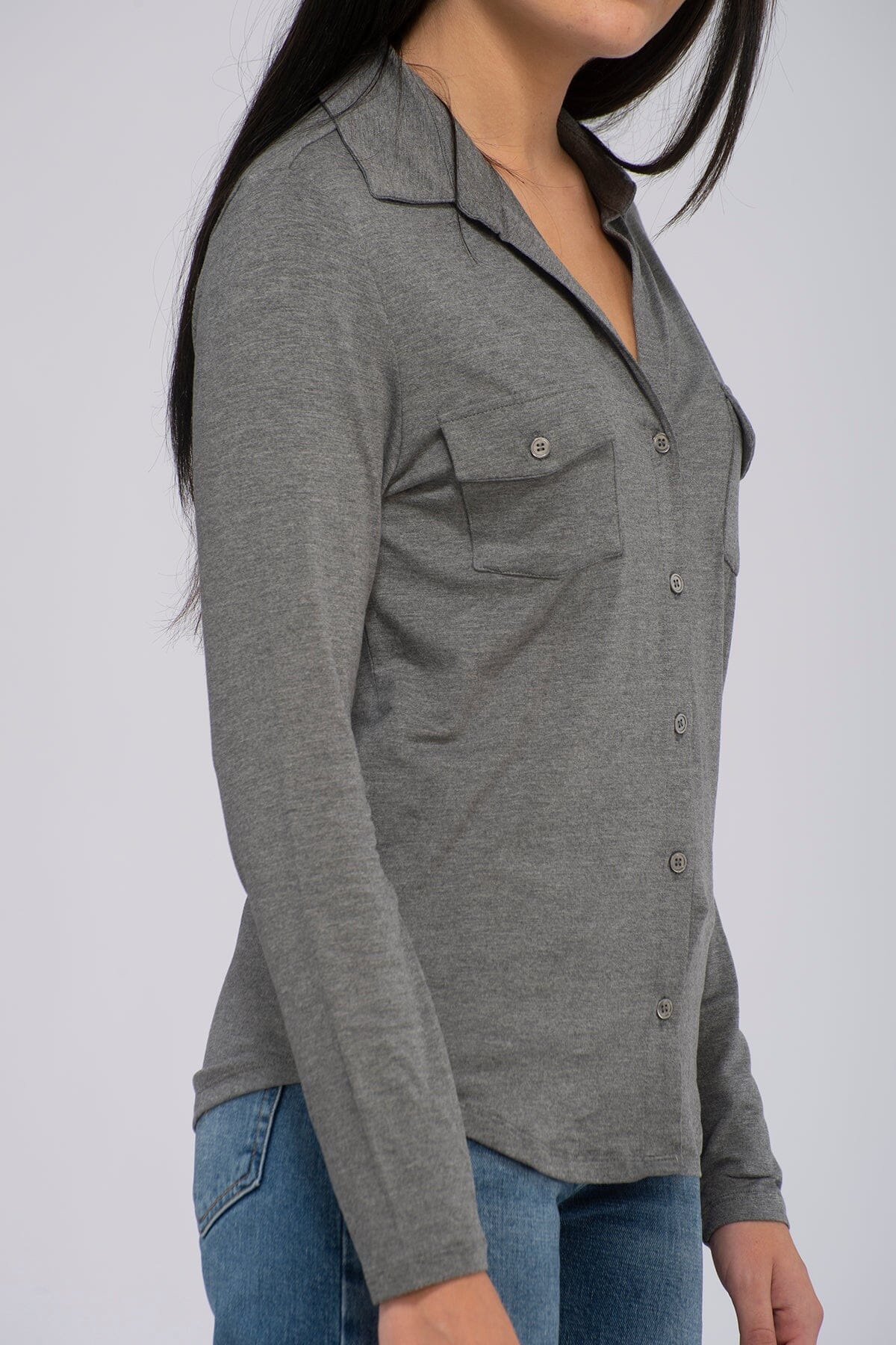 Majestic Filatures Viscose Signature Shirt Light Grey Skjorte