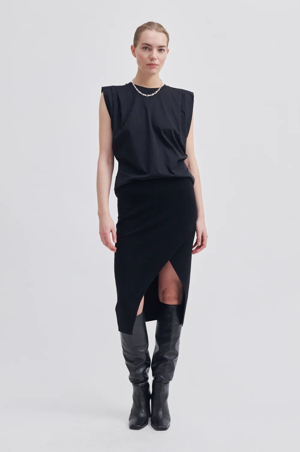 Second Female Como Knit Skirt Black Skjørt