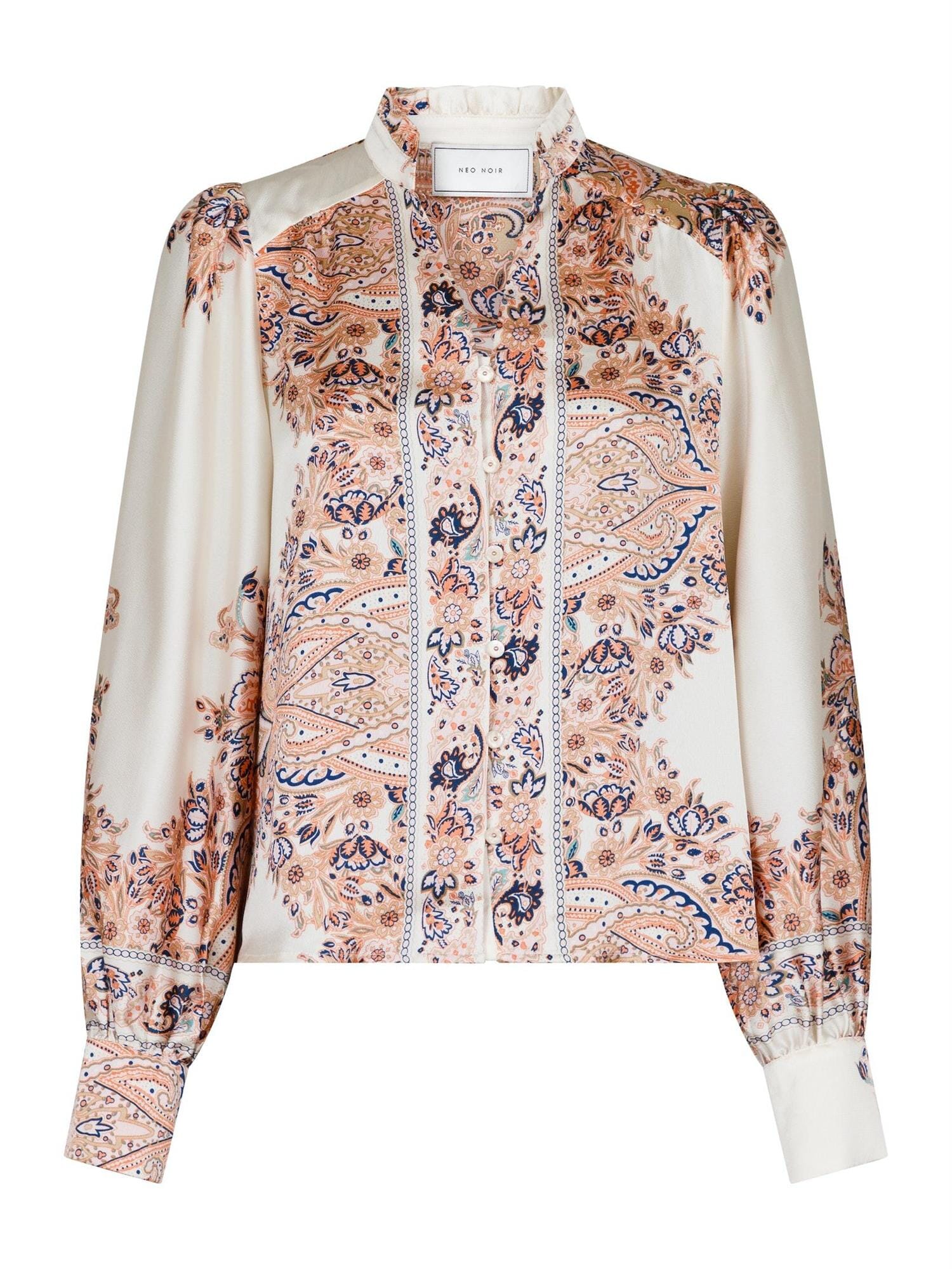 Neo Noir Massima Paisley Border Blouse Creme Bluse