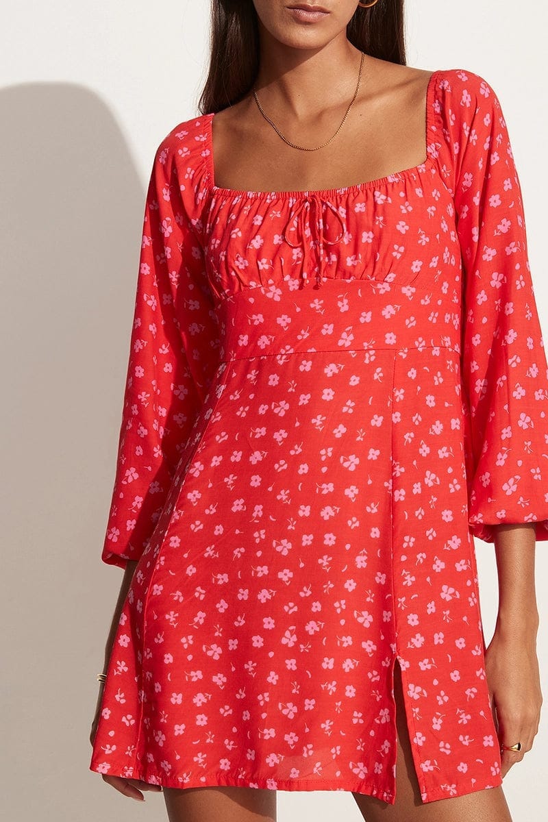 Faithfull The Brand Ballari Mini Dress Sunset Floral Print Kjole