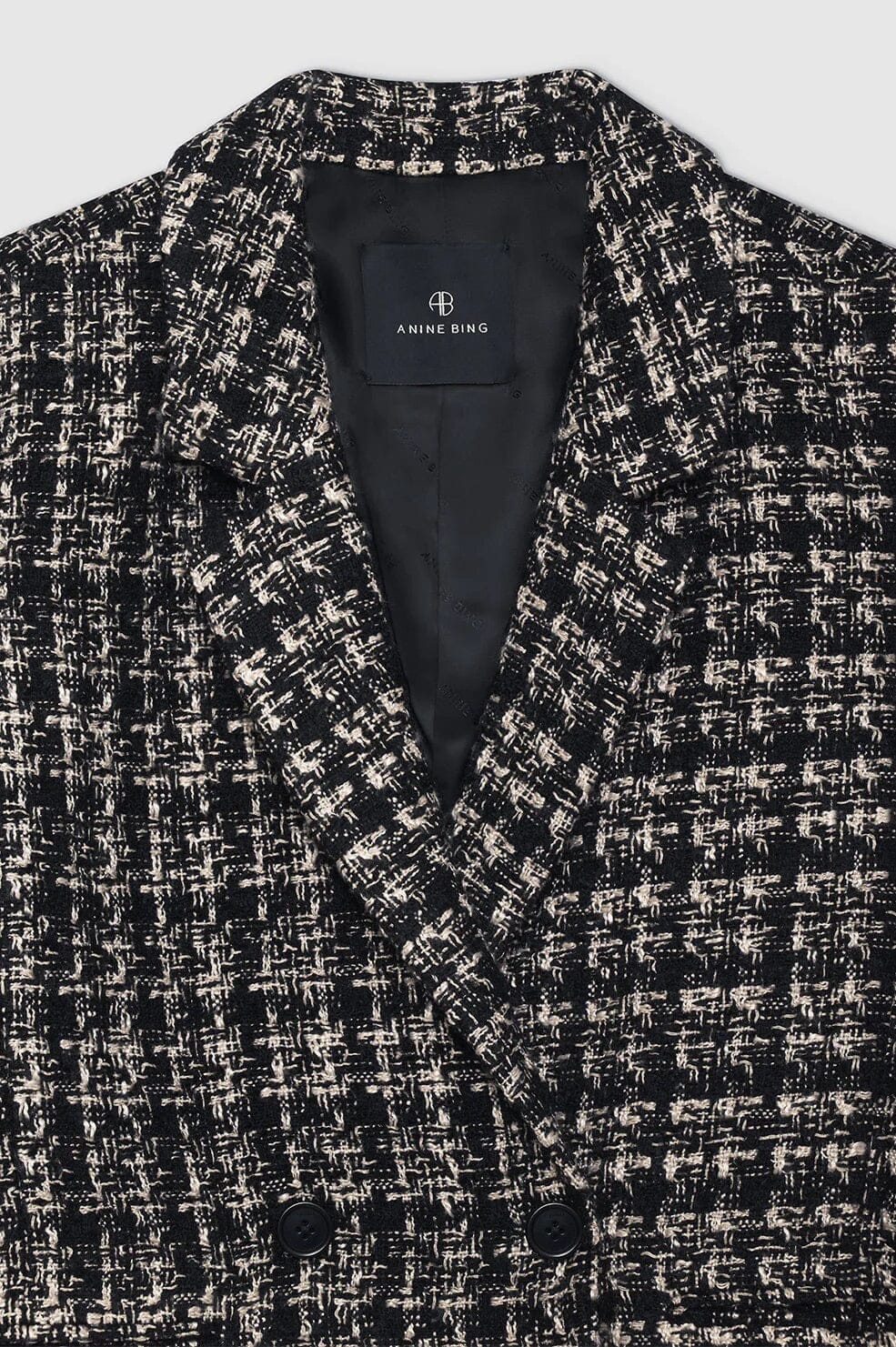 Anine Bing Madeleine Blazer Tan and Black Tweed Jakke