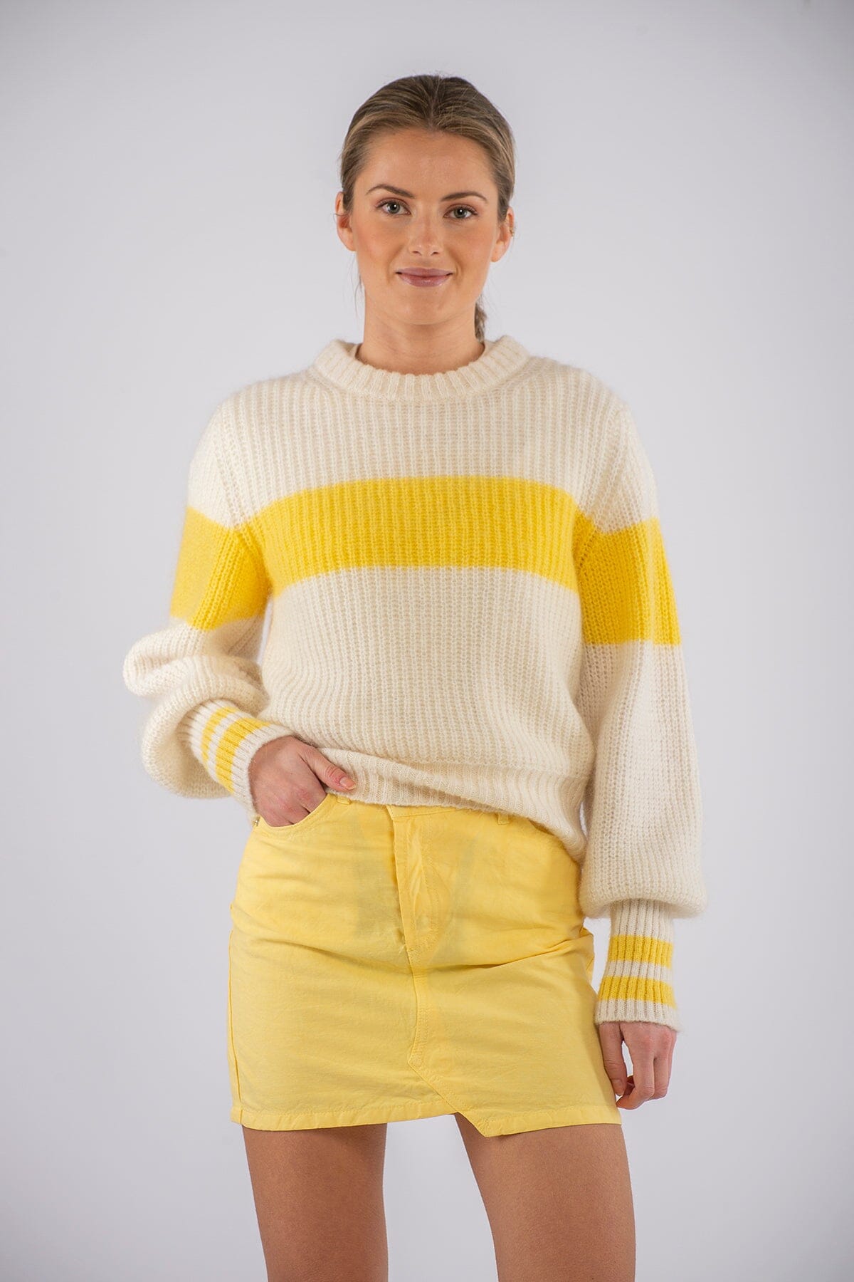 Paragon Asymmetric Linen Skirt Light Yellow Skjørt