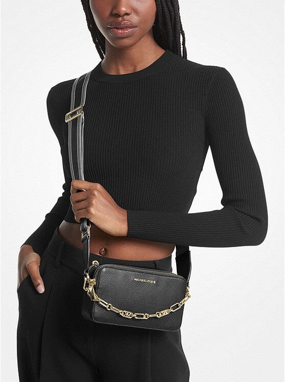 Michael Kors Jet Set Small Double Zip Camera Chain Crossbody Bag Black Tilbehør