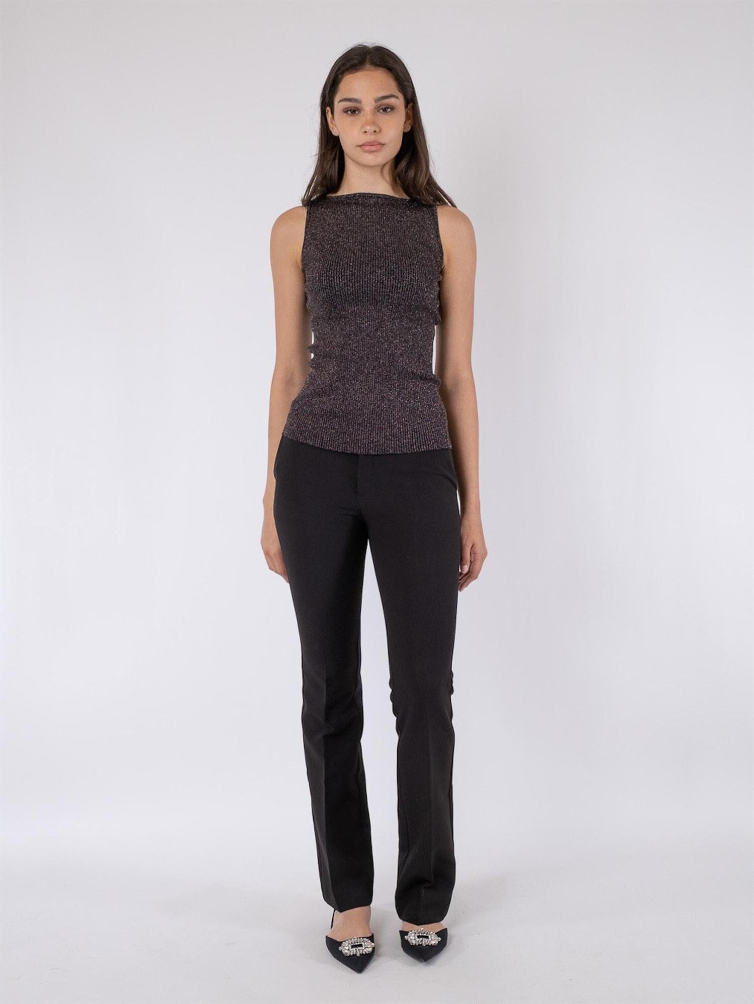 Neo Noir Talia Glitter Knit Top Black Genser