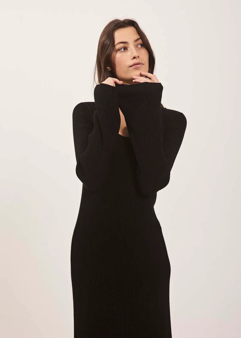 Norr Sherry Flared Knit Dress Black Kjole
