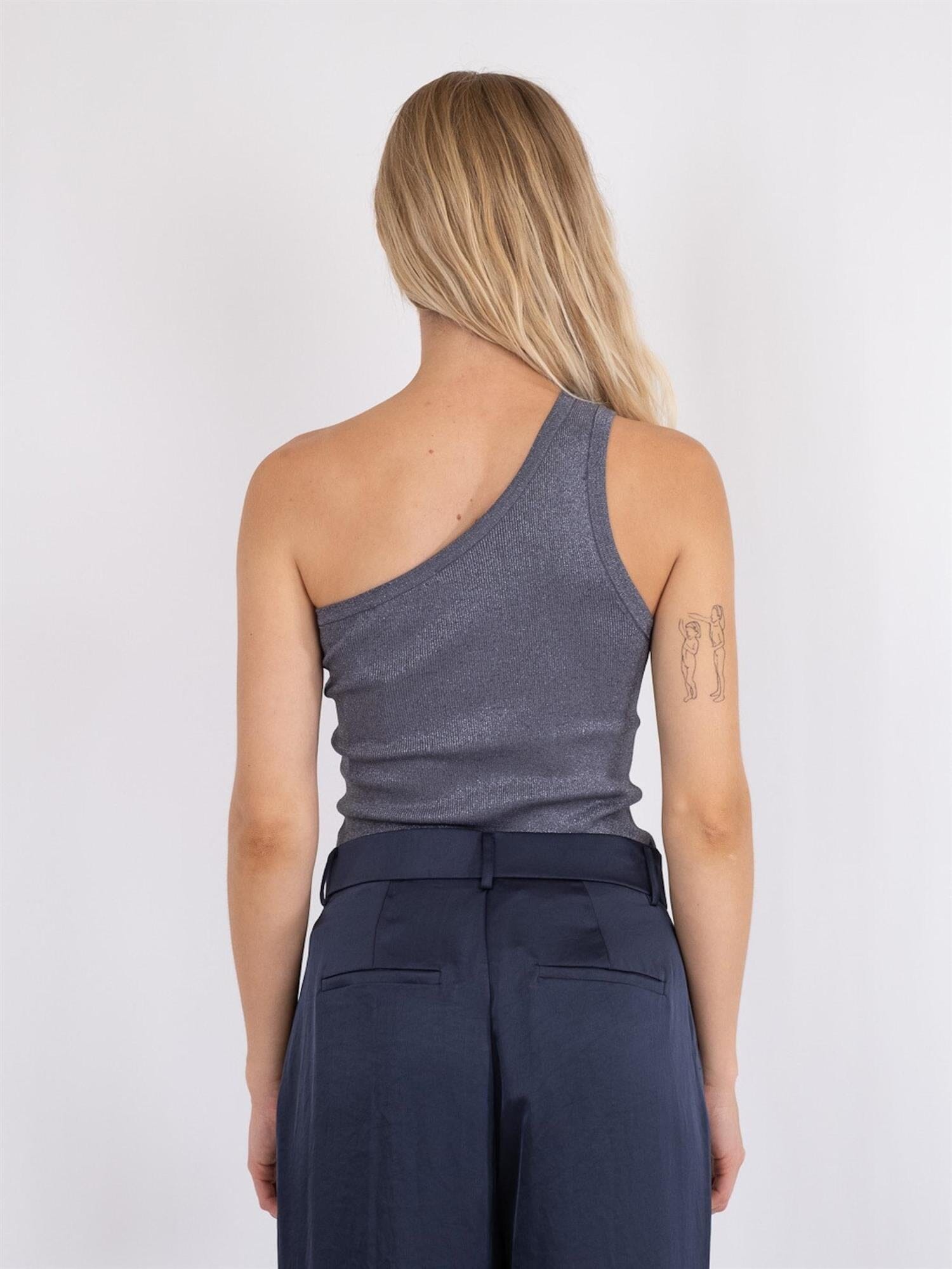 Neo Noir Clementine Glitter Knit Top Steel Grey Genser