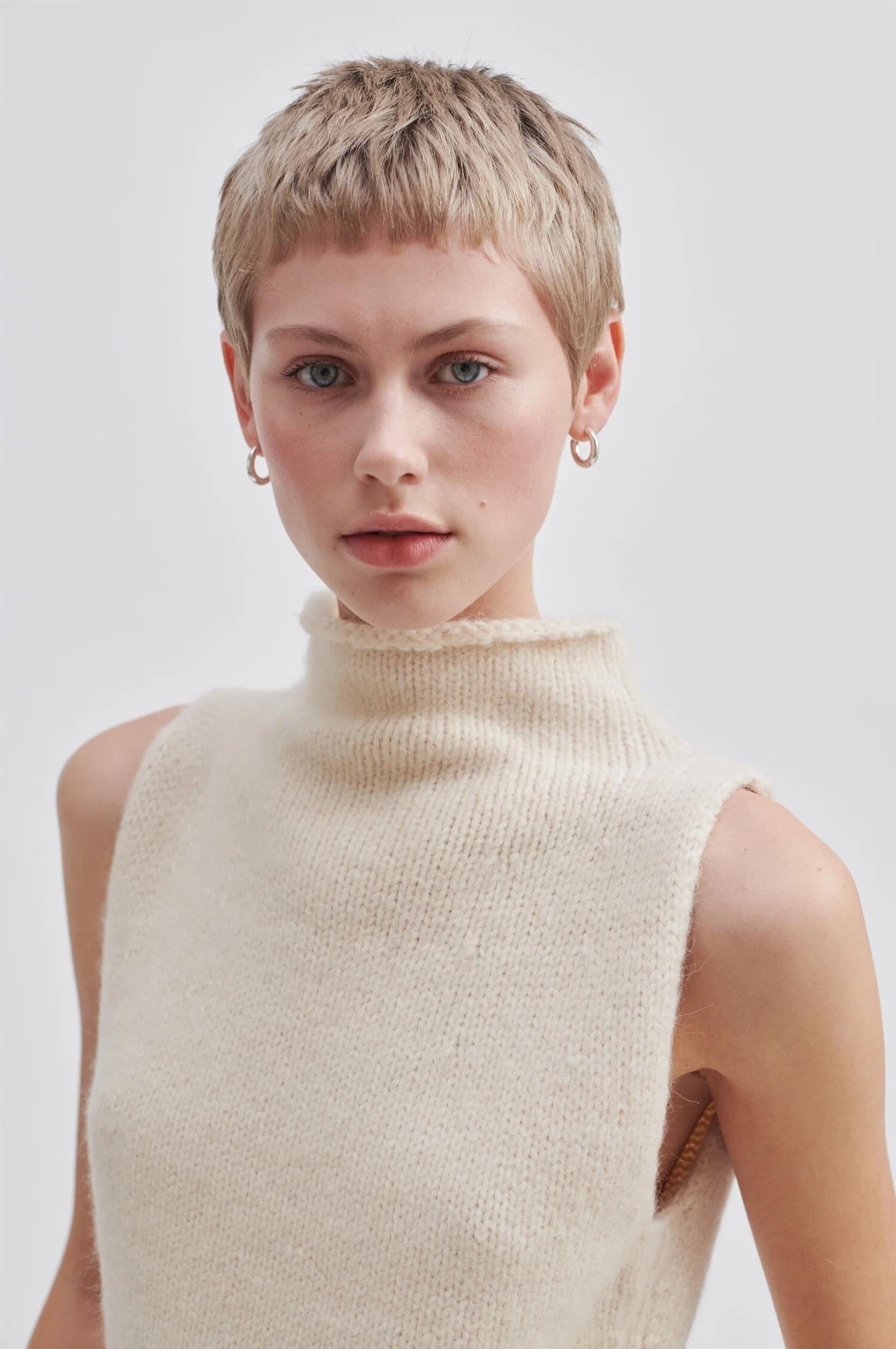 Second Female Rikke Knit Top Dark Chalk Genser