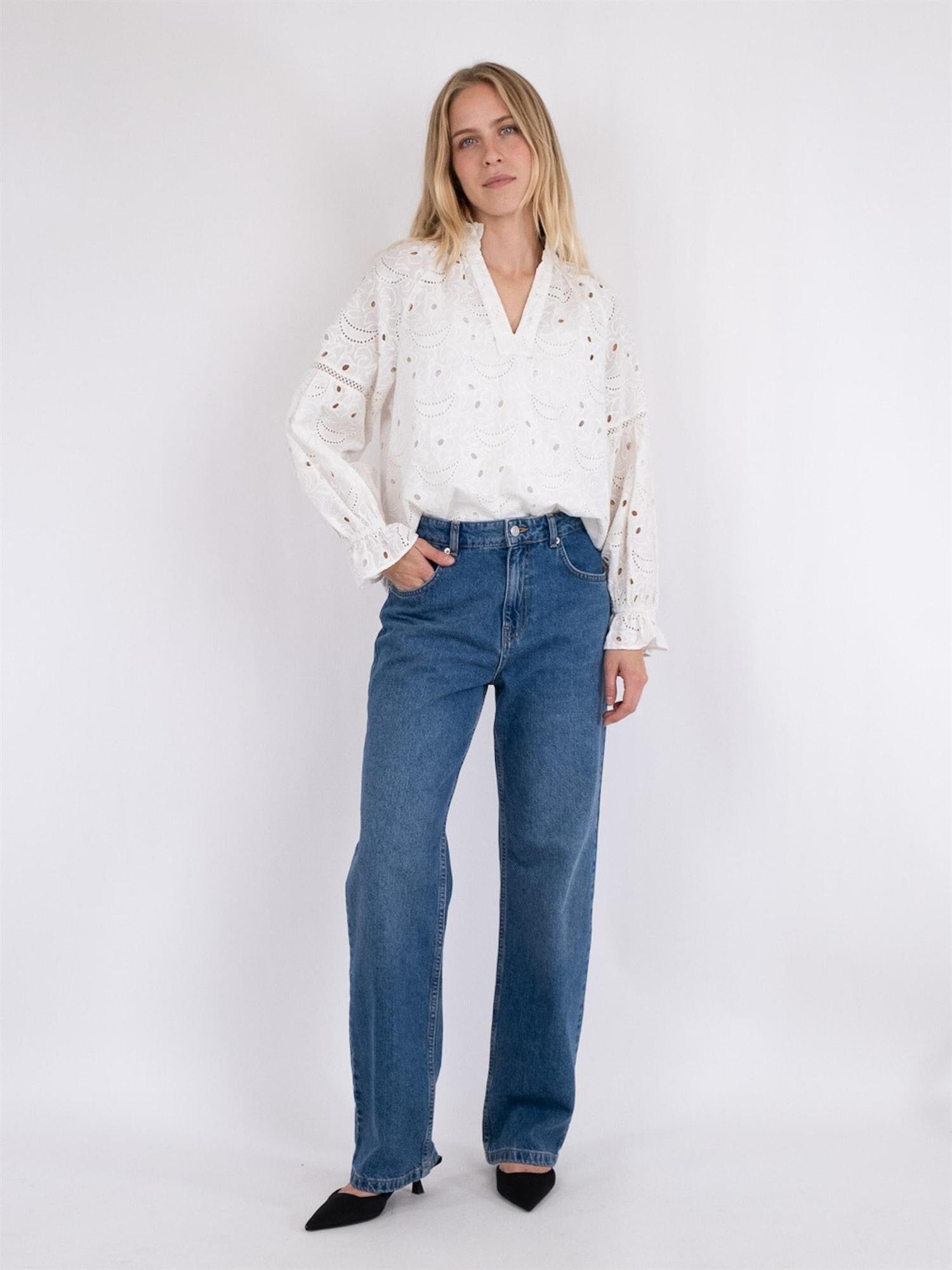 Neo Noir Micah Emb Blouse White Bluse