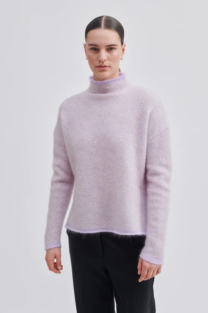 Second Female Herrin Knit New T-Neck Pastel Lilac Genser