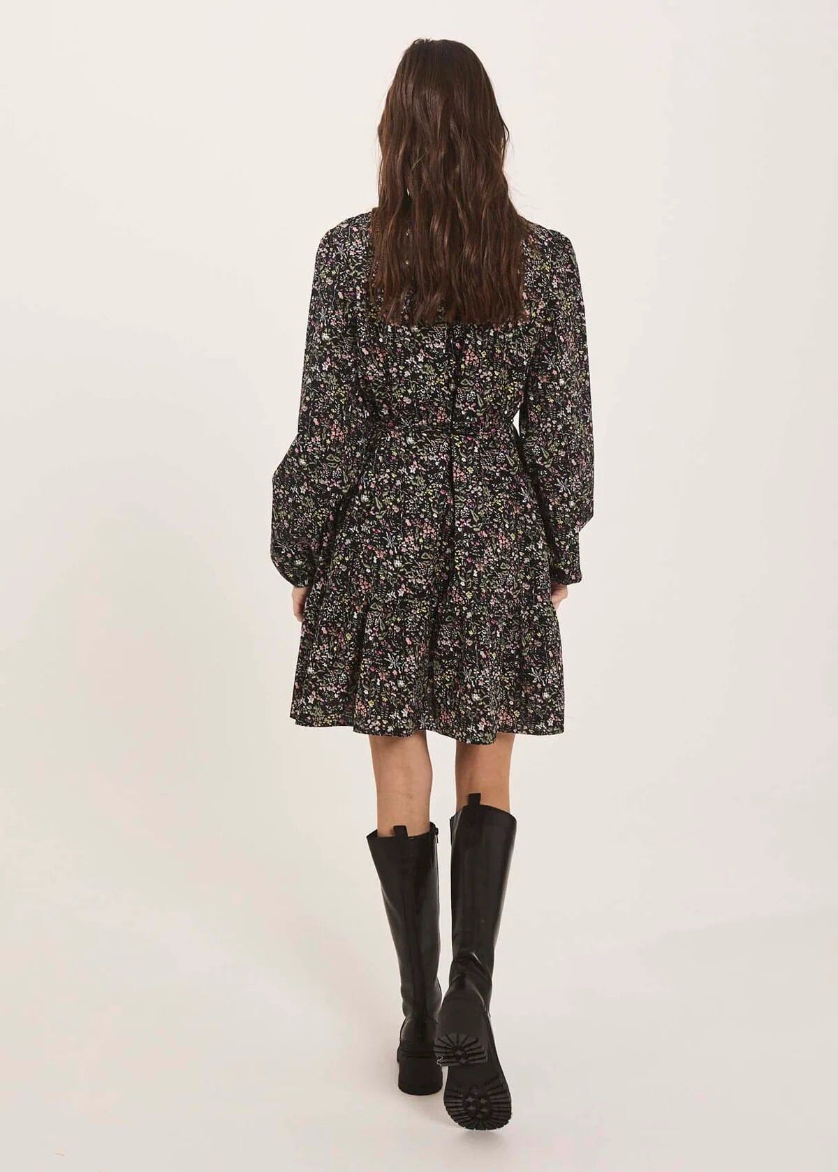 Norr Opal Dress Black Flower Print Kjole