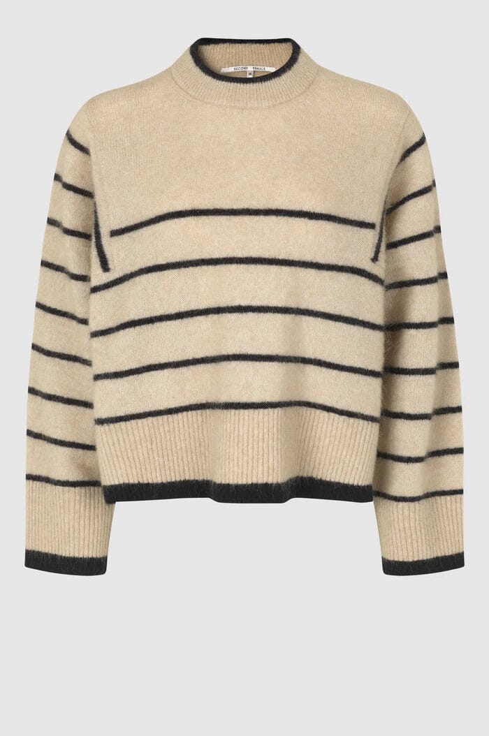 Second Female Laila Knit O-Neck Oxford Tan Genser
