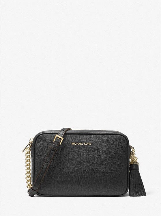 Michael Kors Jet Set Medium Pebbled Leather Crossbody Bag Black Tilbehør