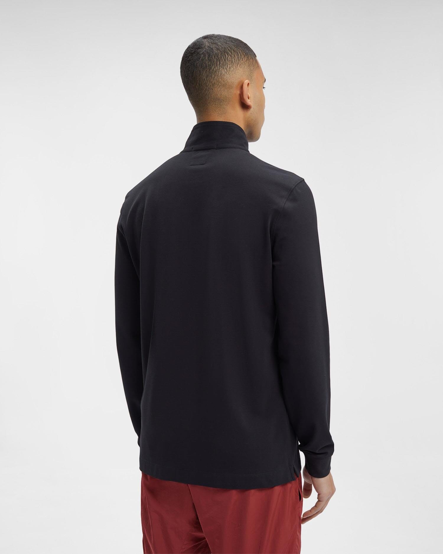 CP Company Stretch Piquet Regular Zipped Polo Shirt Black T-shirt