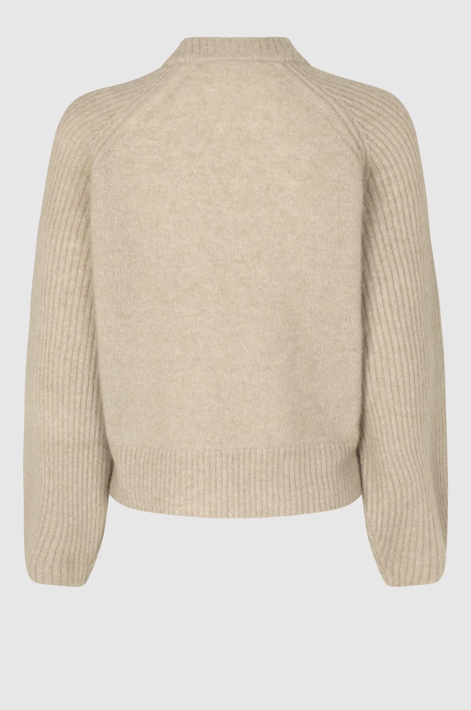 Second Female Brookline Knit New O-Neck Oxford Tan Genser