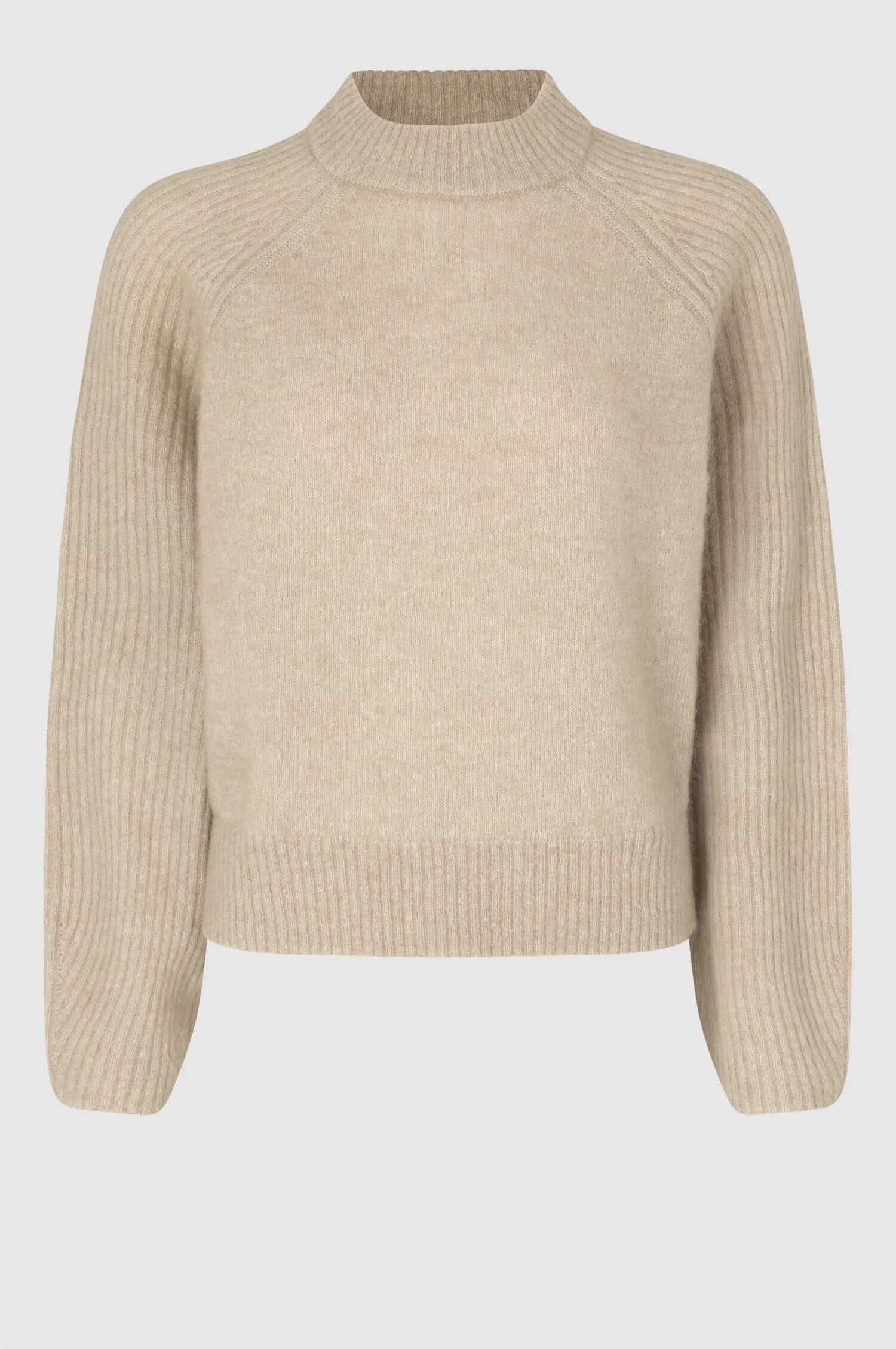 Second Female Brookline Knit New O-Neck Oxford Tan Genser