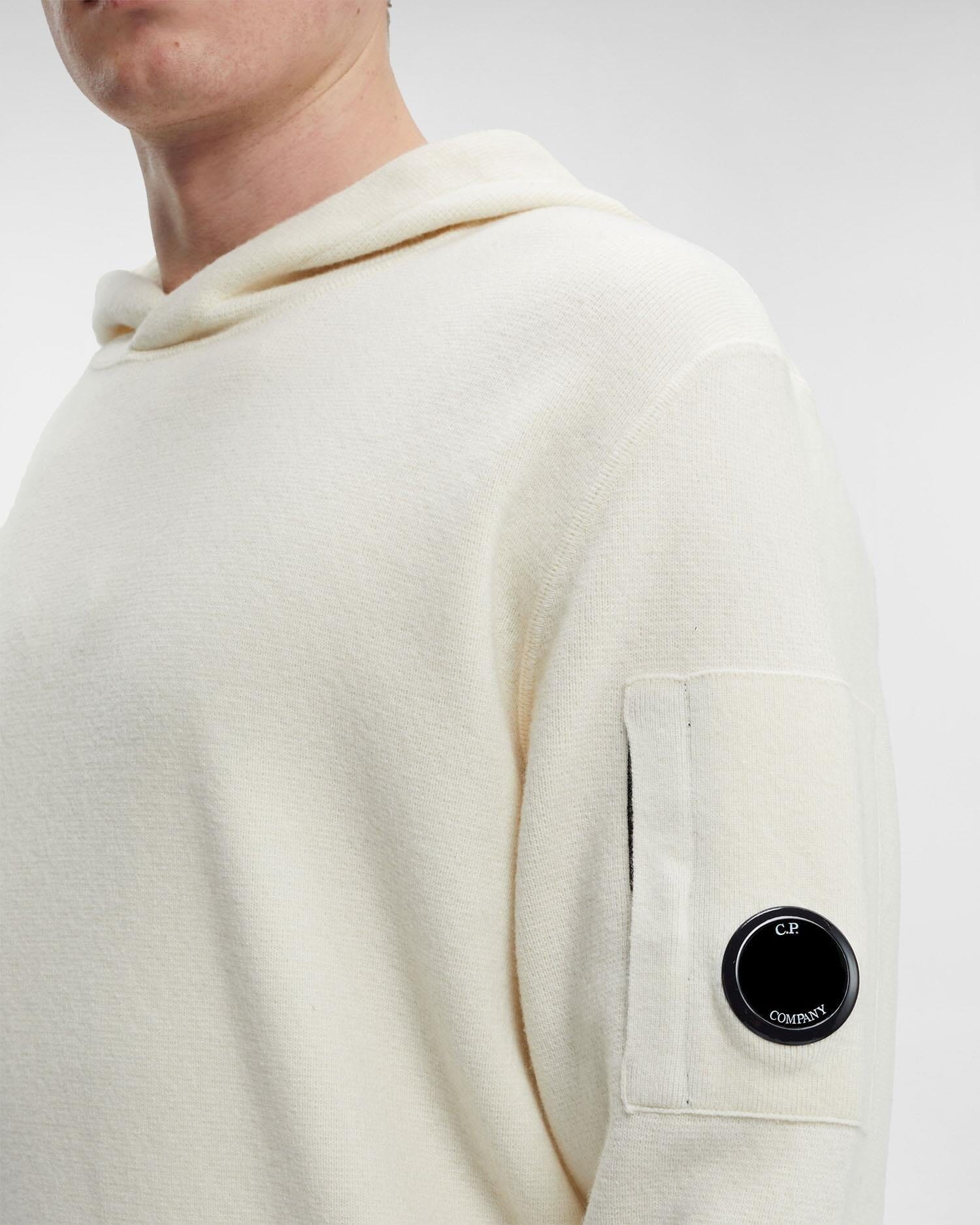 CP Company Lambswool Hooded Knit Gauze White Genser