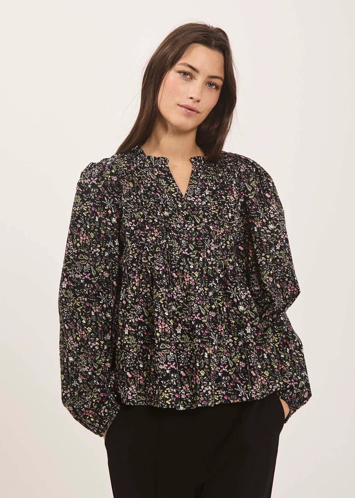 Norr Opal Top Black Flower Print Topp