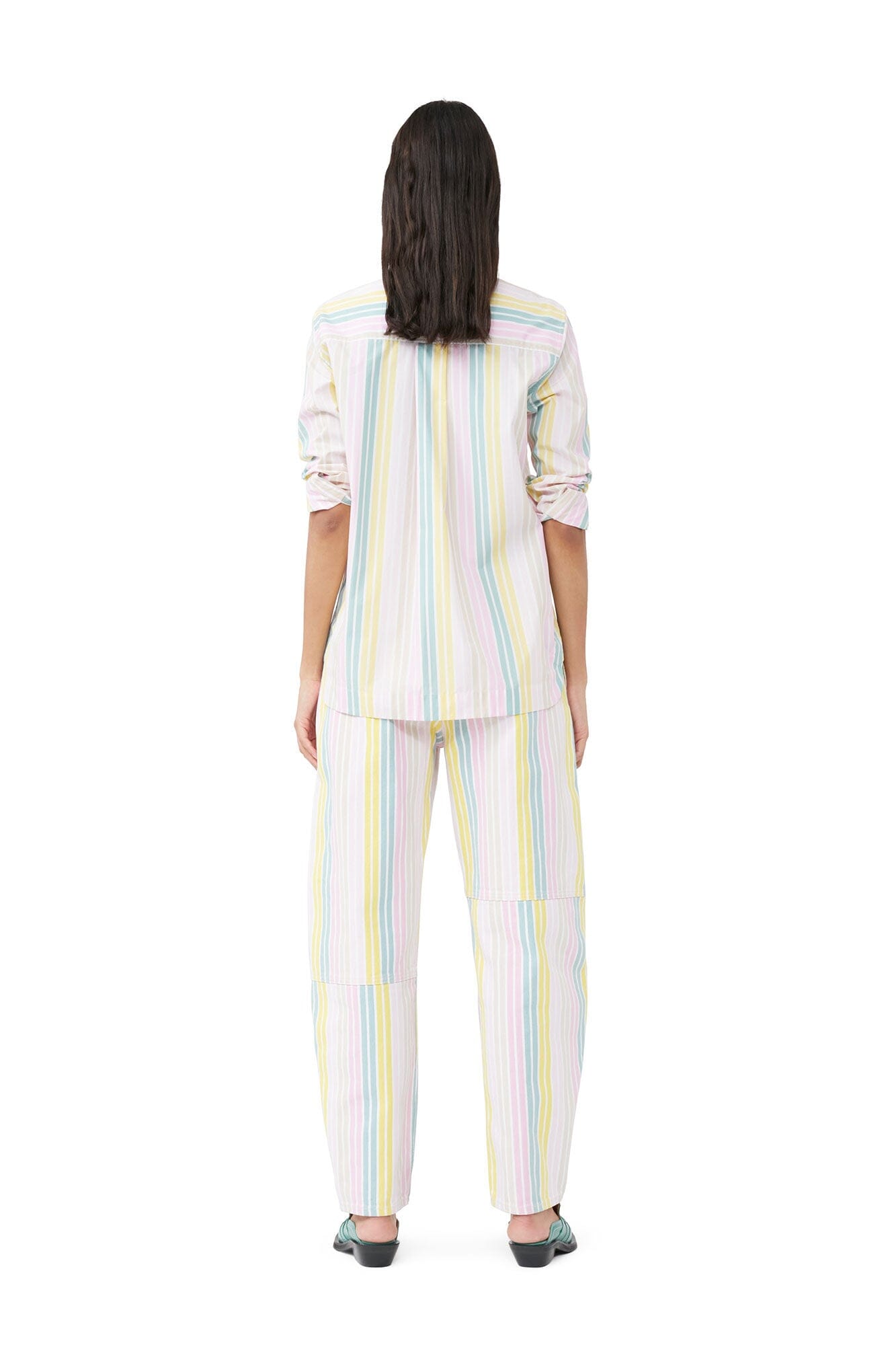 Ganni F7771 Stripe Cotton Shirt Multicolour Skjorte