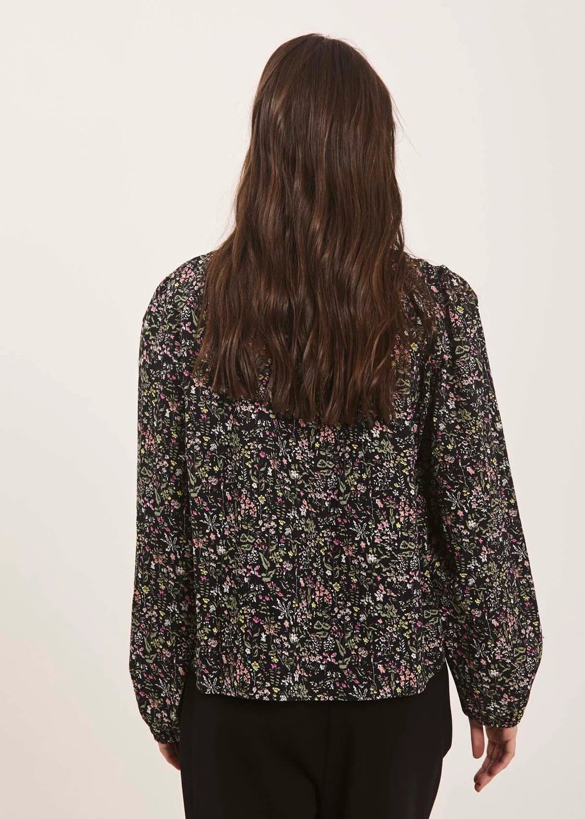 Norr Opal Top Black Flower Print Topp