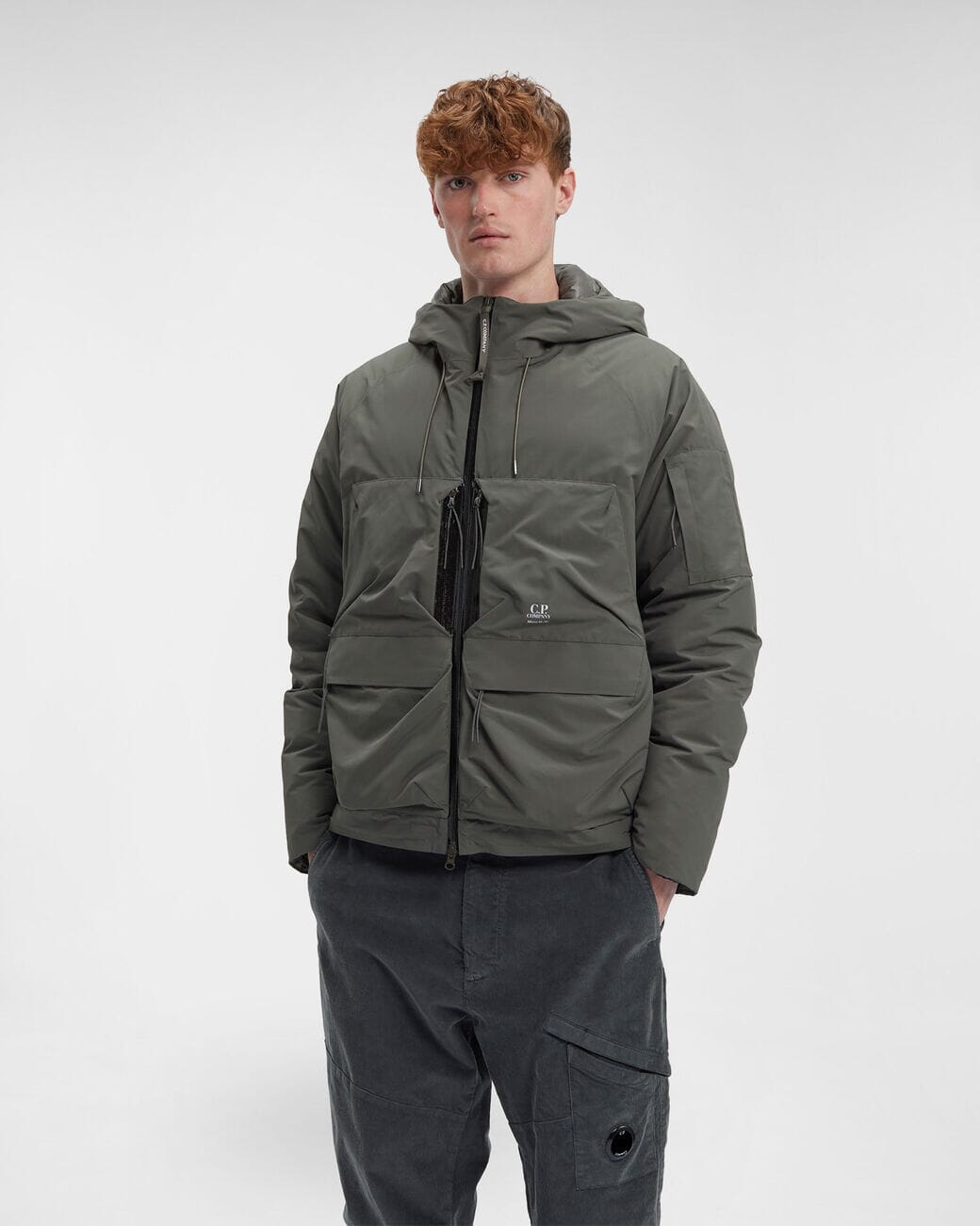 CP Company Micro-M (R) Hooded Down Jacket Olive Night Ytterplagg