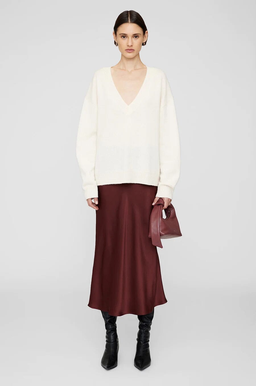 Anine Bing Bar Silk Skirt Burgundy Skjørt