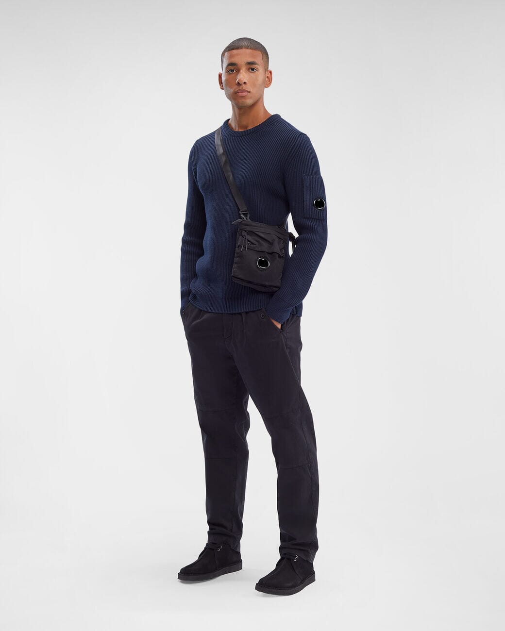 CP Company Full Rib Crew Neck Jumper Total Eclipse Genser