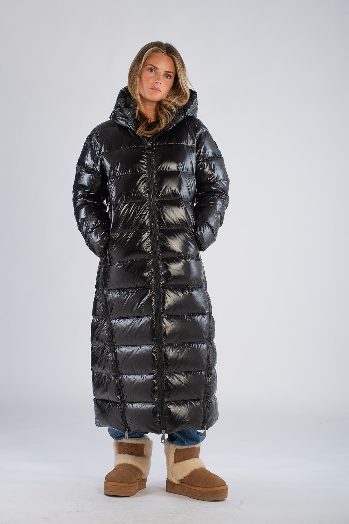 Monel Val Cenis Long Black Metallic Ytterplagg