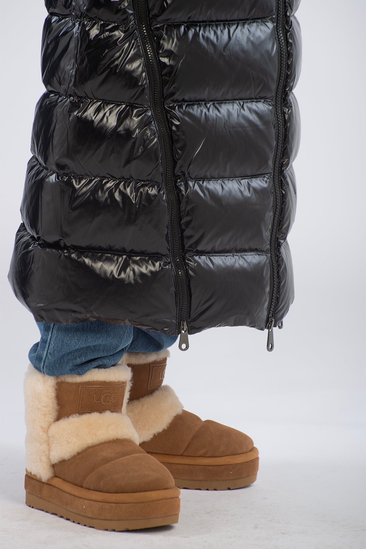 Monel Val Cenis Long Black Metallic Ytterplagg