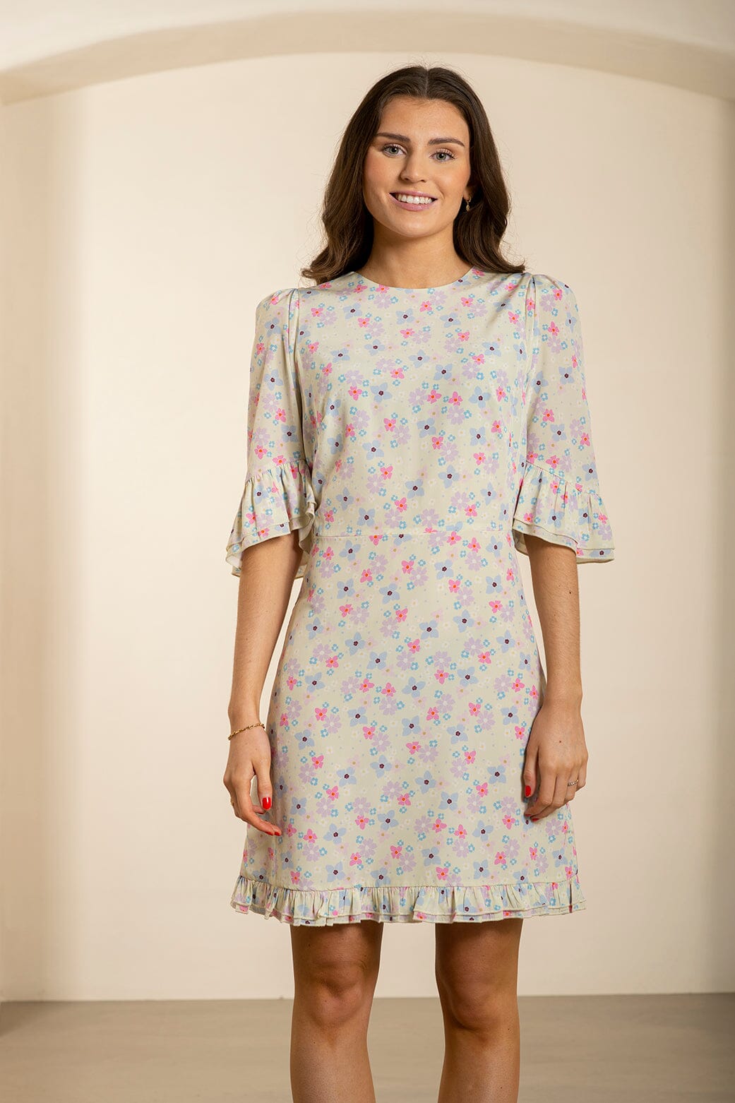 Pia Tjelta Grace Short Silk Marguerite Mint Kjole