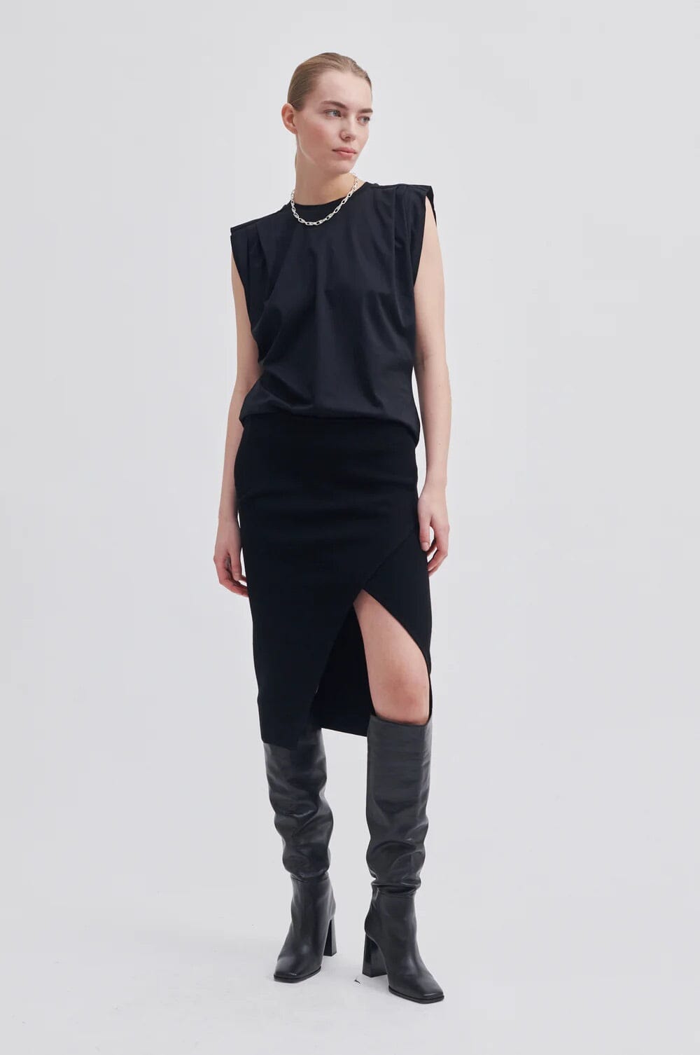 Second Female Como Knit Skirt Black Skjørt