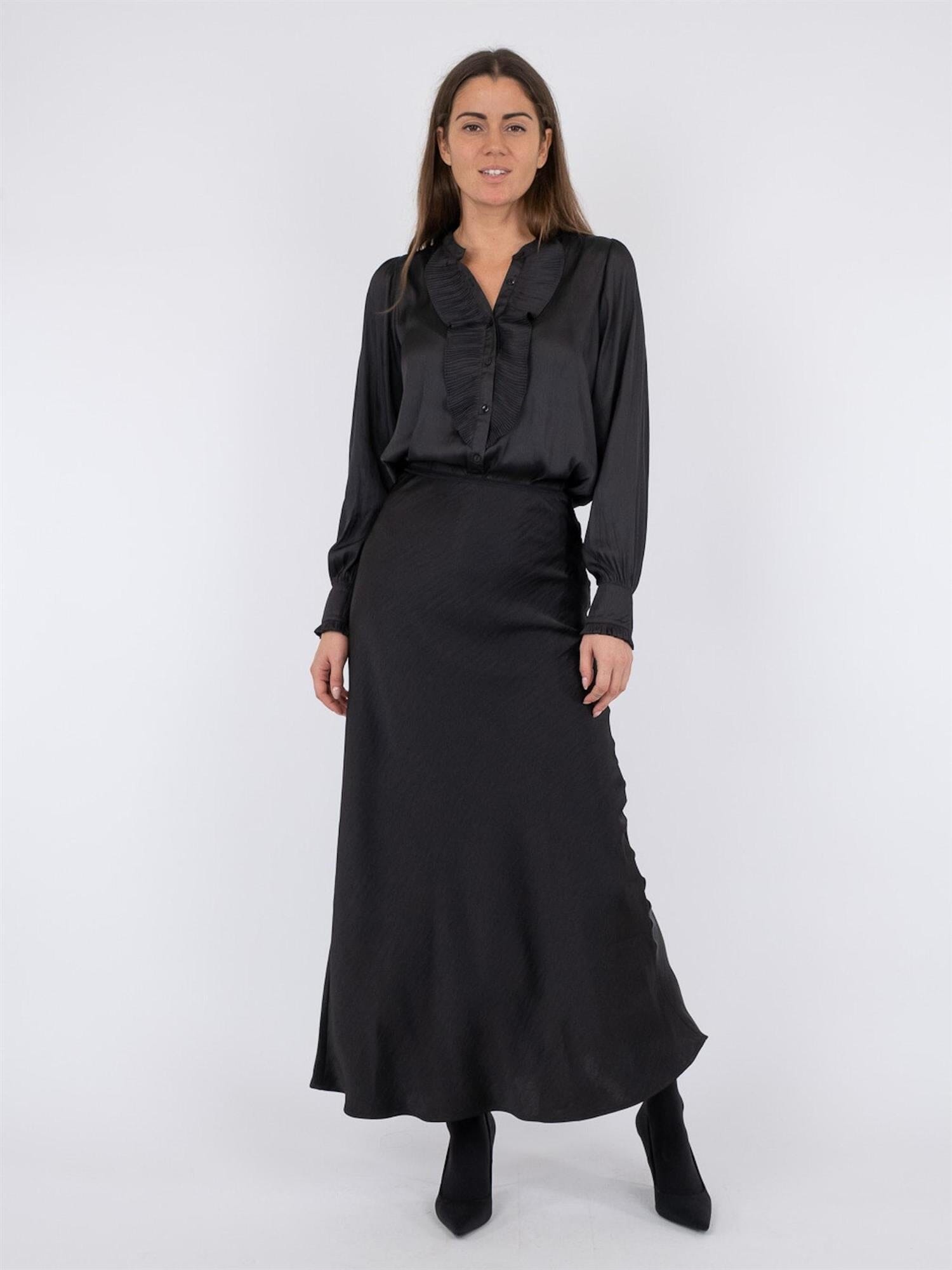 Neo Noir Vicky Heavy Sateen Skirt Black Skjørt