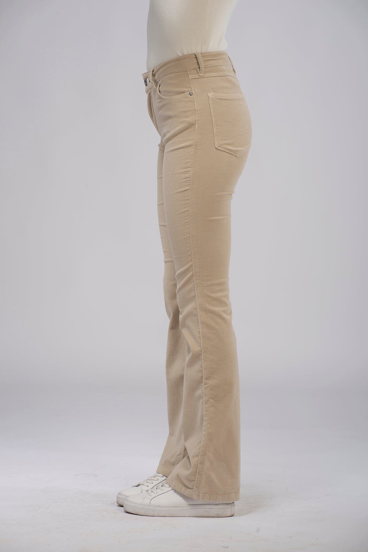Paragon High Rise Flared Cord Beige Bukse